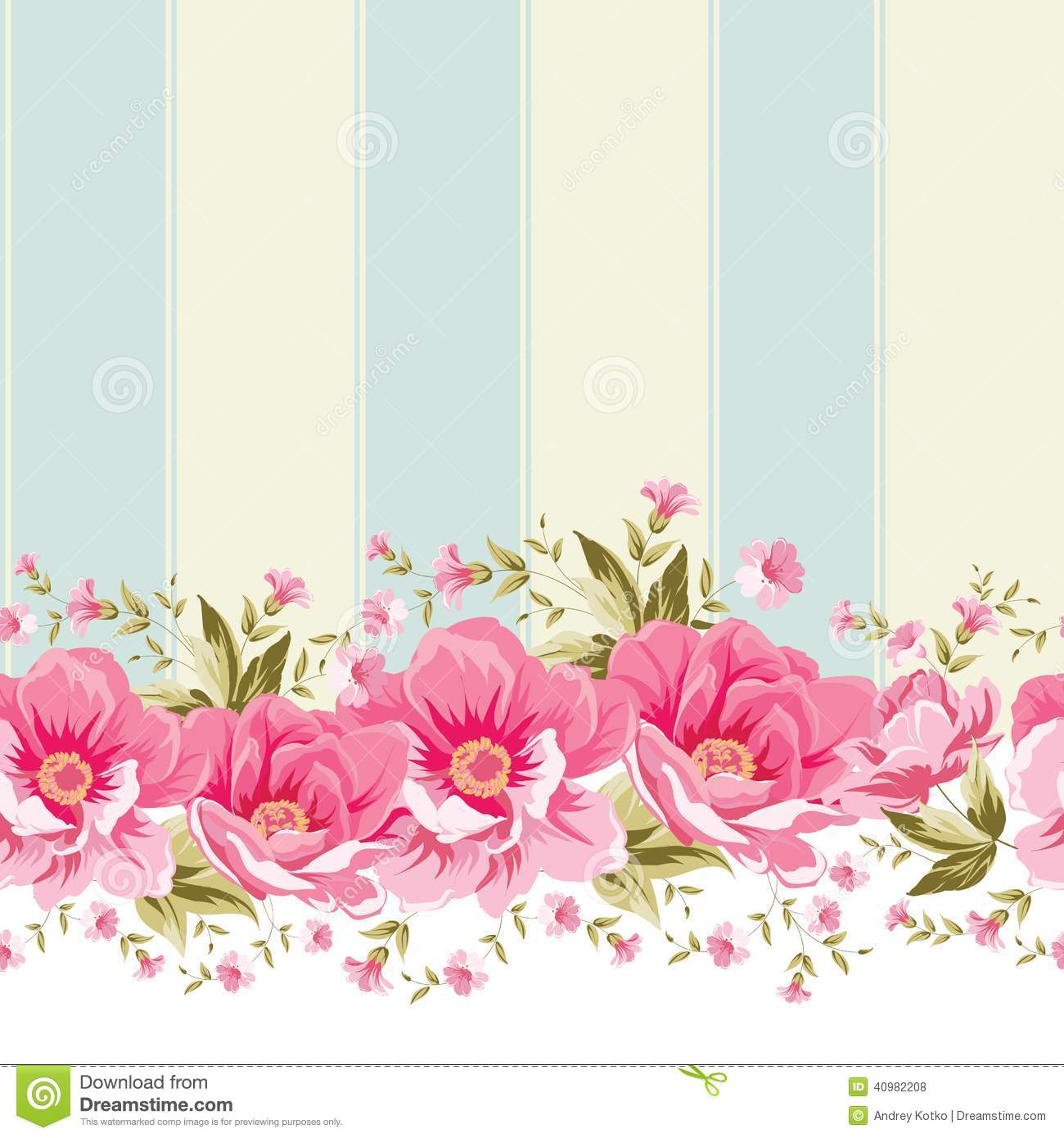 Vintage Floral Borders with Pink Flowers Vintage Floral Borders with Pink Flowers