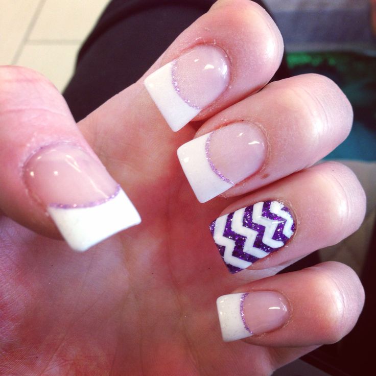 White French Tip Nail Designs Purple