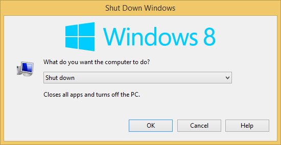 Windows 8 Shut Down Button