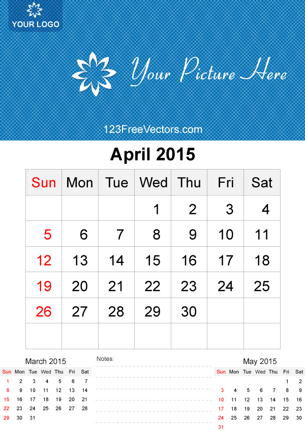 April 2015 Calendar Template Free