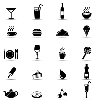 Black and White Food Icons