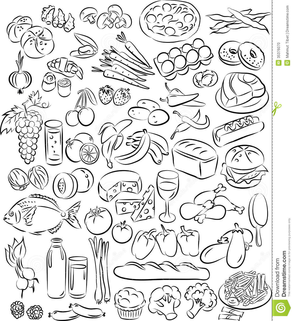 Black and White Food Vector