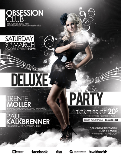 Black and White Party Flyer Templates