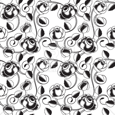 Black and White Rose Pattern