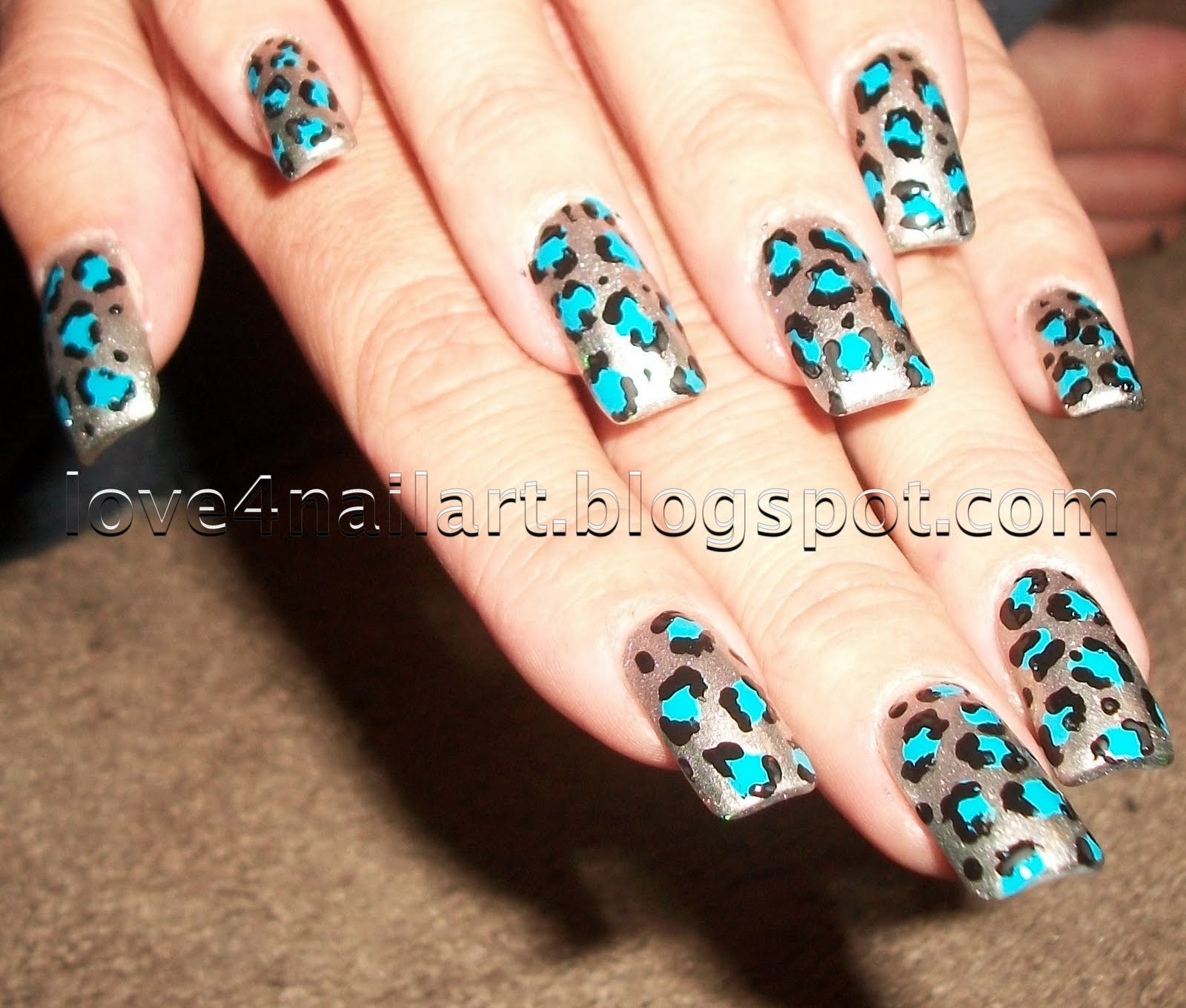 Blue Cheetah Print Nail Designs