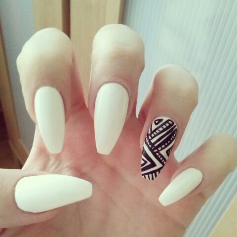 Coffin Nail Designs White