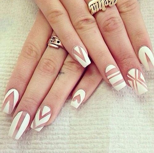 Coffin Nails Designs with Matte White