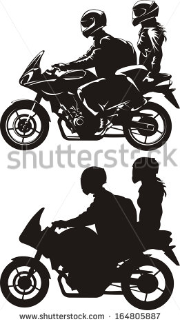Couple Riding Motorcycle Clip Art