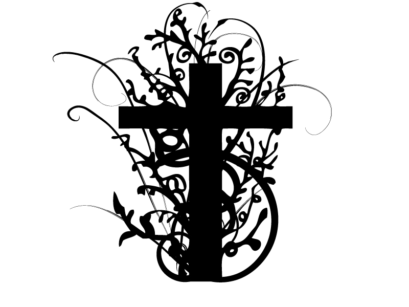 Cross with Scroll Vector Clip Art