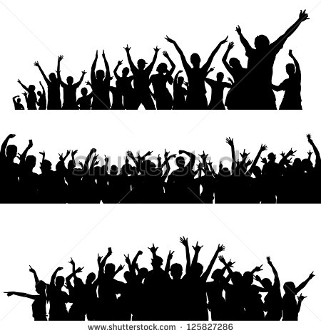 Crowd of People Cheering Clip Art