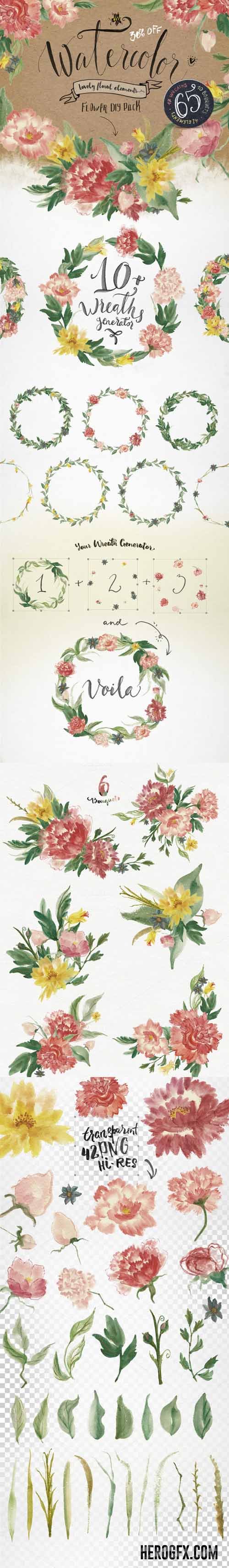 DIY Watercolor Flower Pack