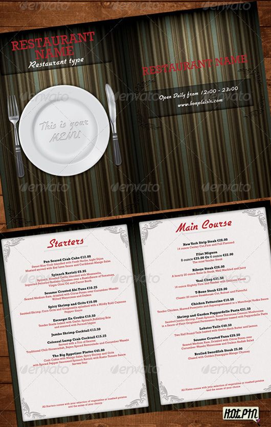 Elegant Restaurant Menu Template