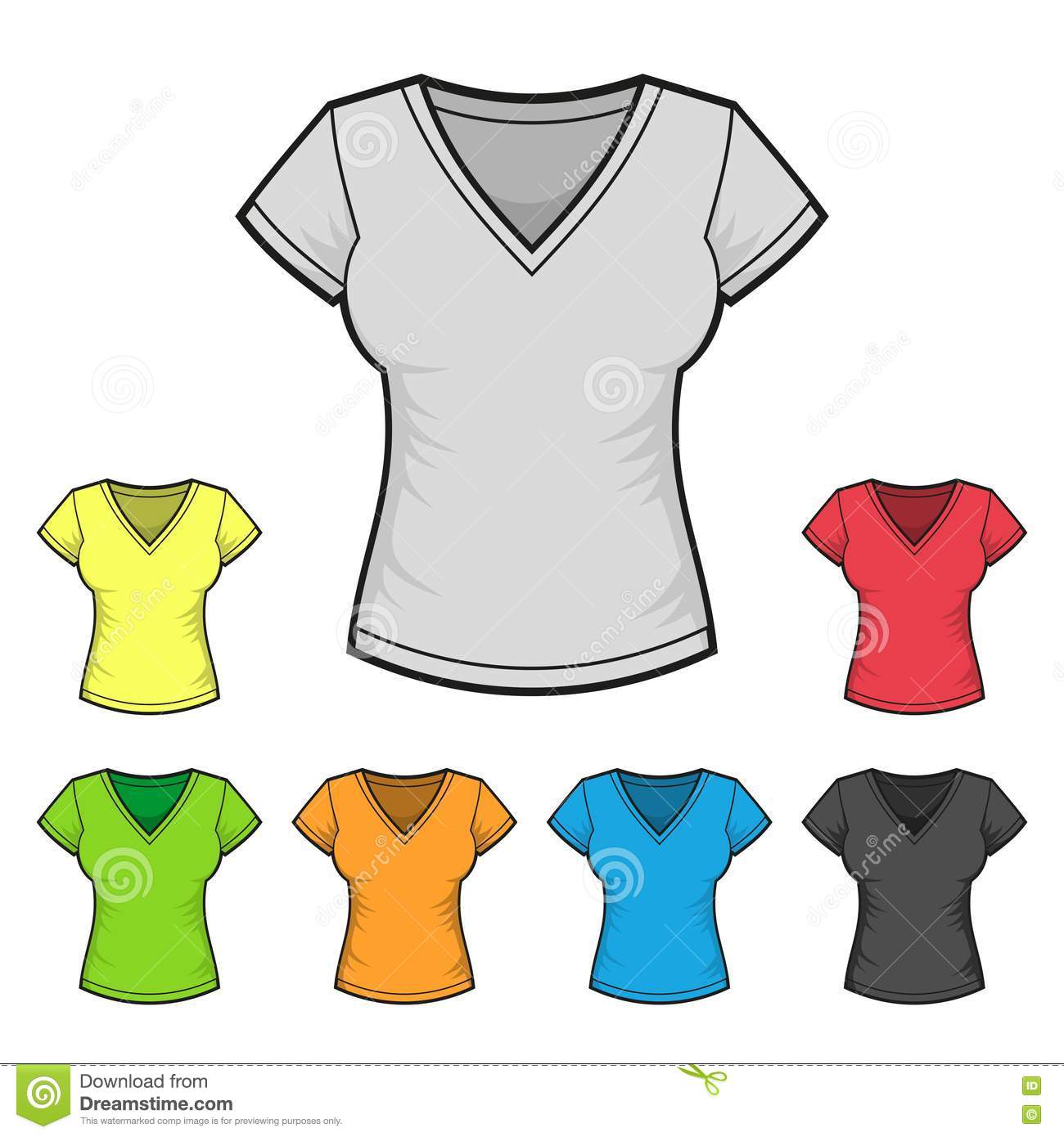 Female V-Neck T-Shirt Template
