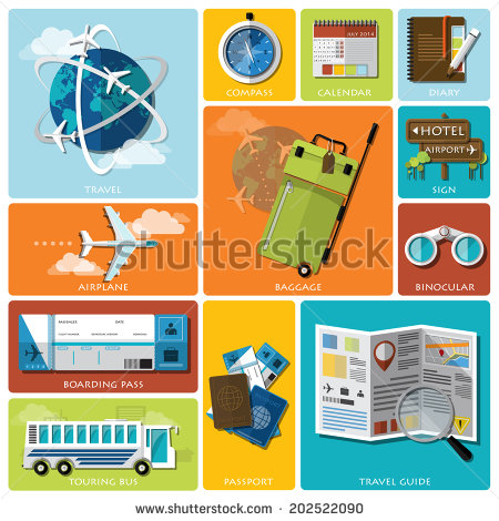 8 Travel Flat Icon PSD Images