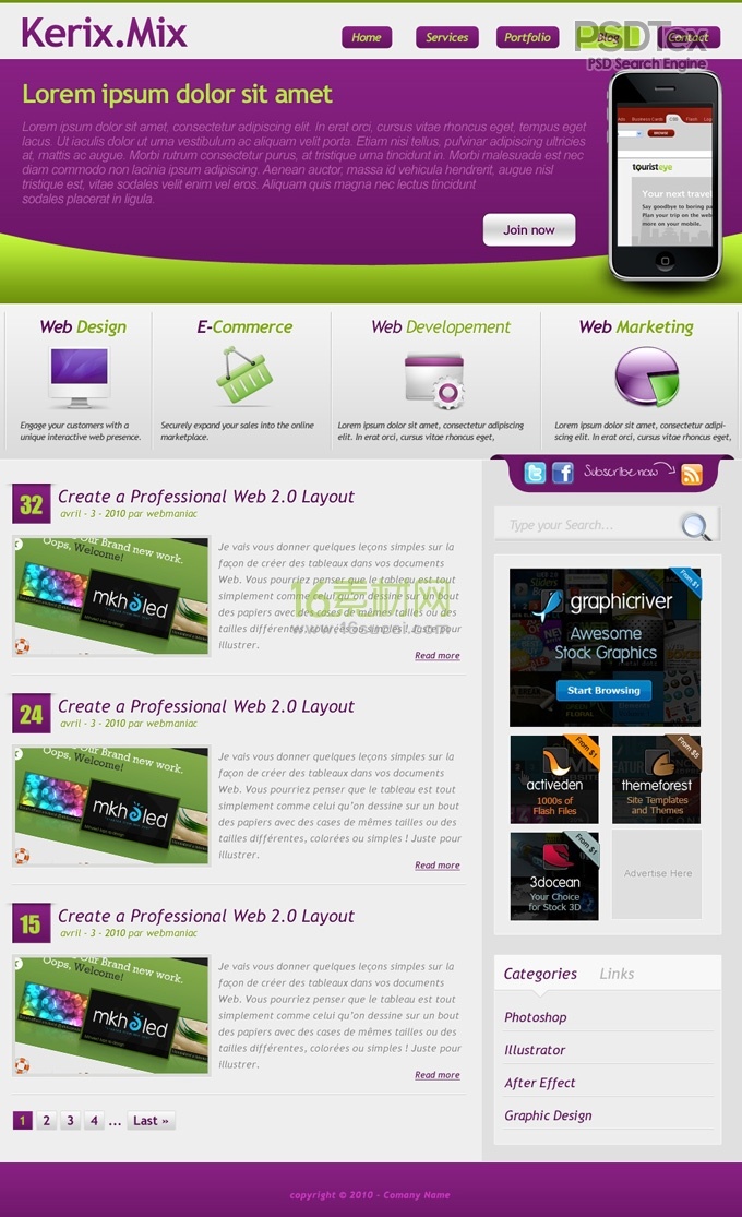 Free Simple Website Templates PSD