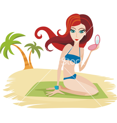 Girl Beach Cartoon Clip Art