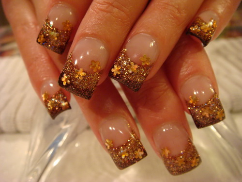 Gold Acrylic Nail Designs