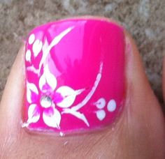 Hawaiian Flower Toe Nail Art