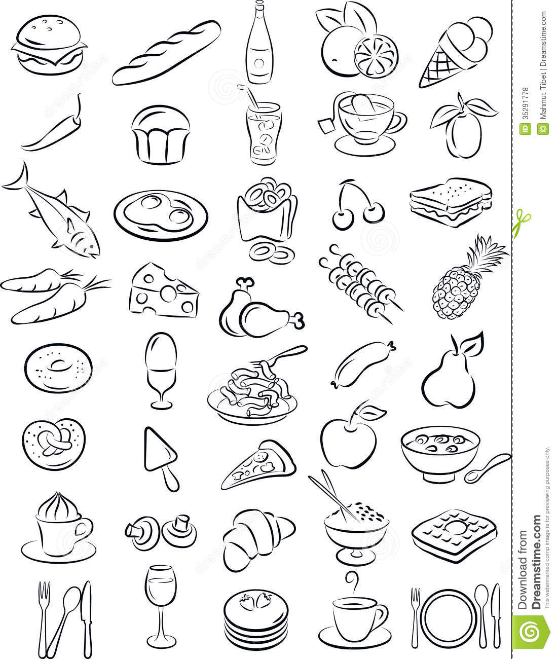 Healthy Food Clip Art Black and White