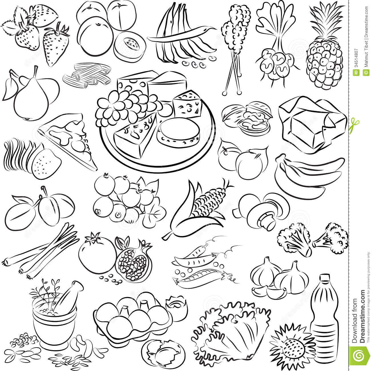 Healthy Food Clip Art Black and White