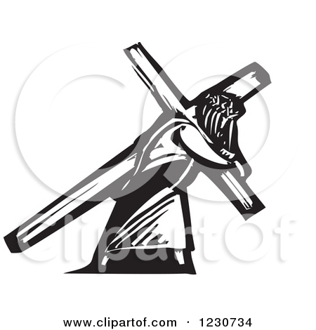 Jesus Carrying Cross Black and White