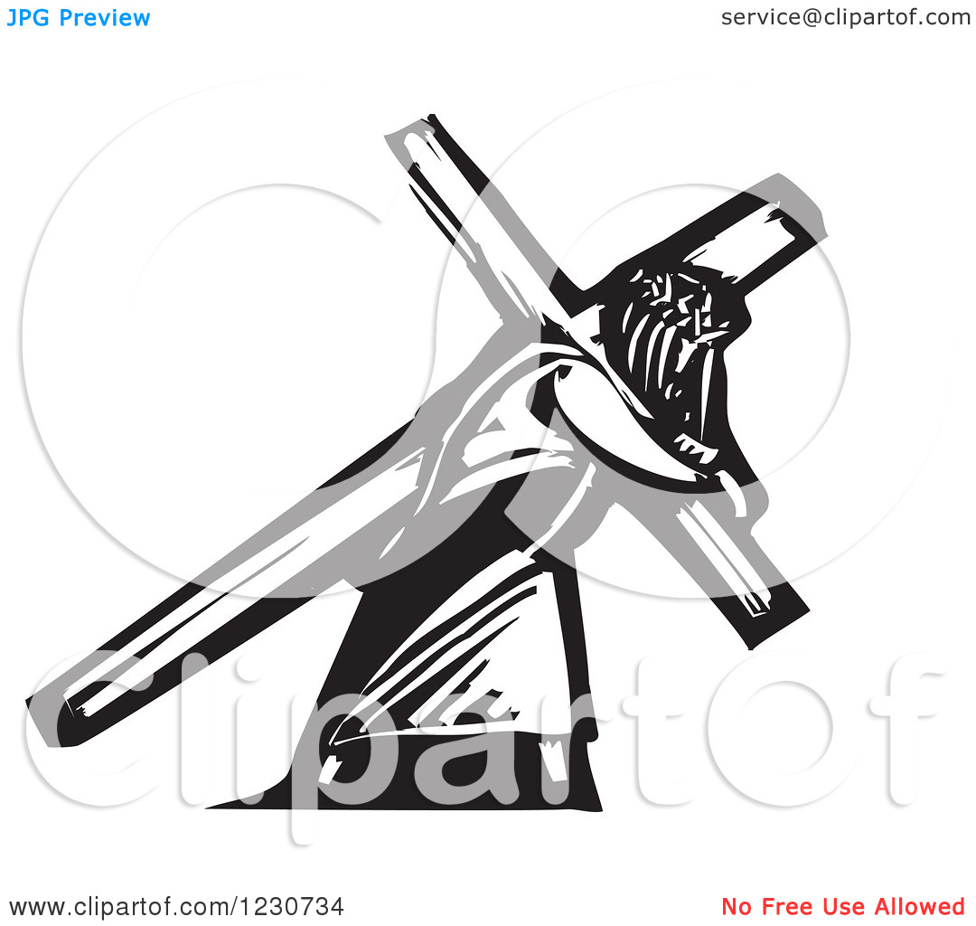 Jesus Carrying Cross Clip Art Black and White