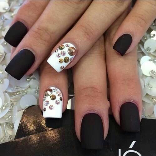 Matte Black and White Nail Designs