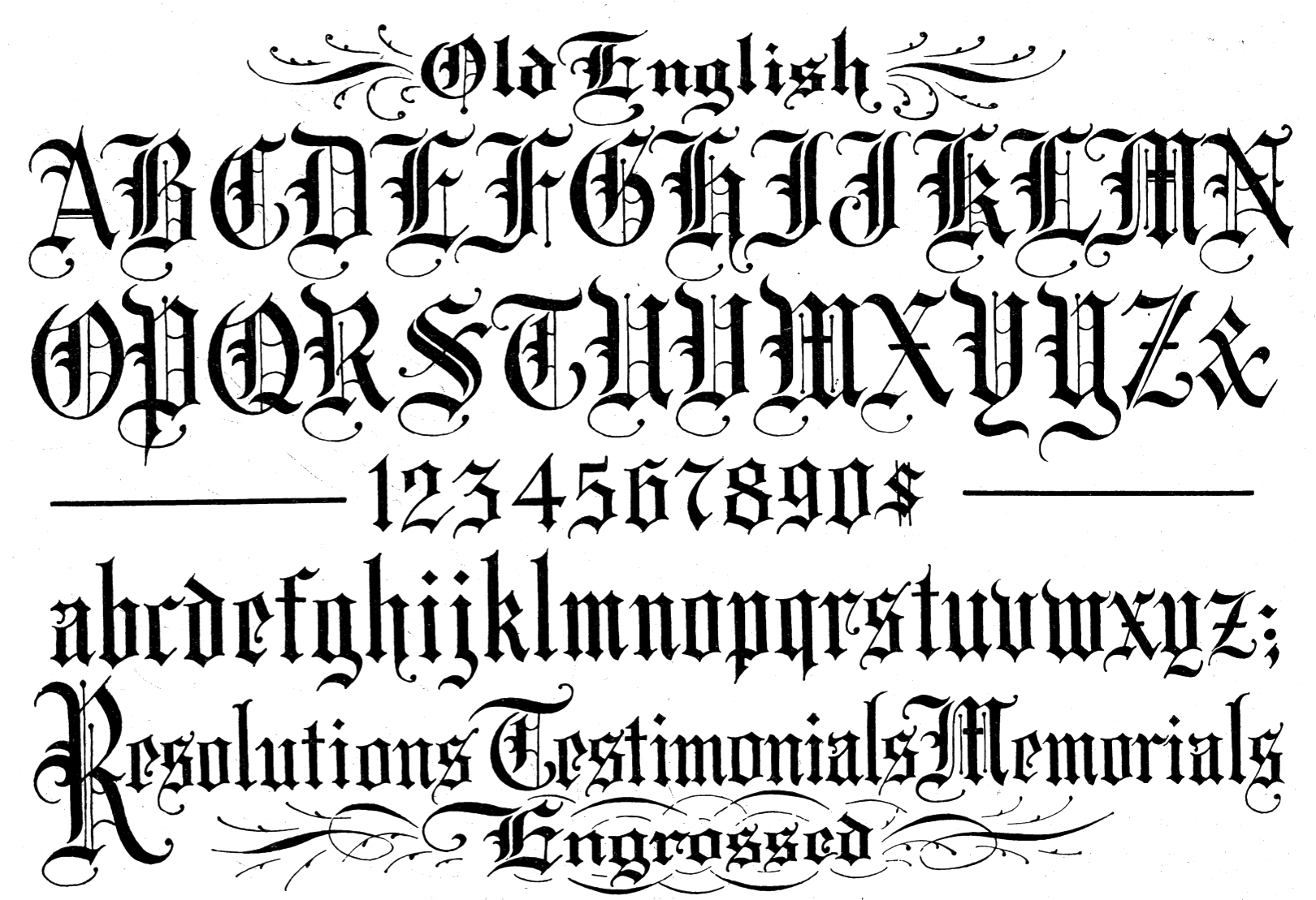 Old English Font Letters
