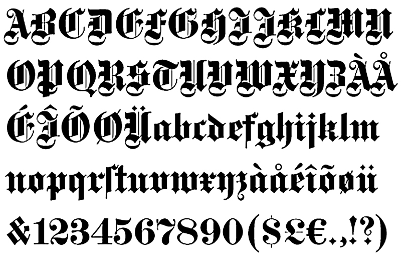 Old English Tattoo Letters Font