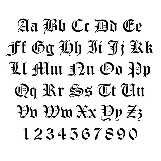 Old English Tattoo Letters