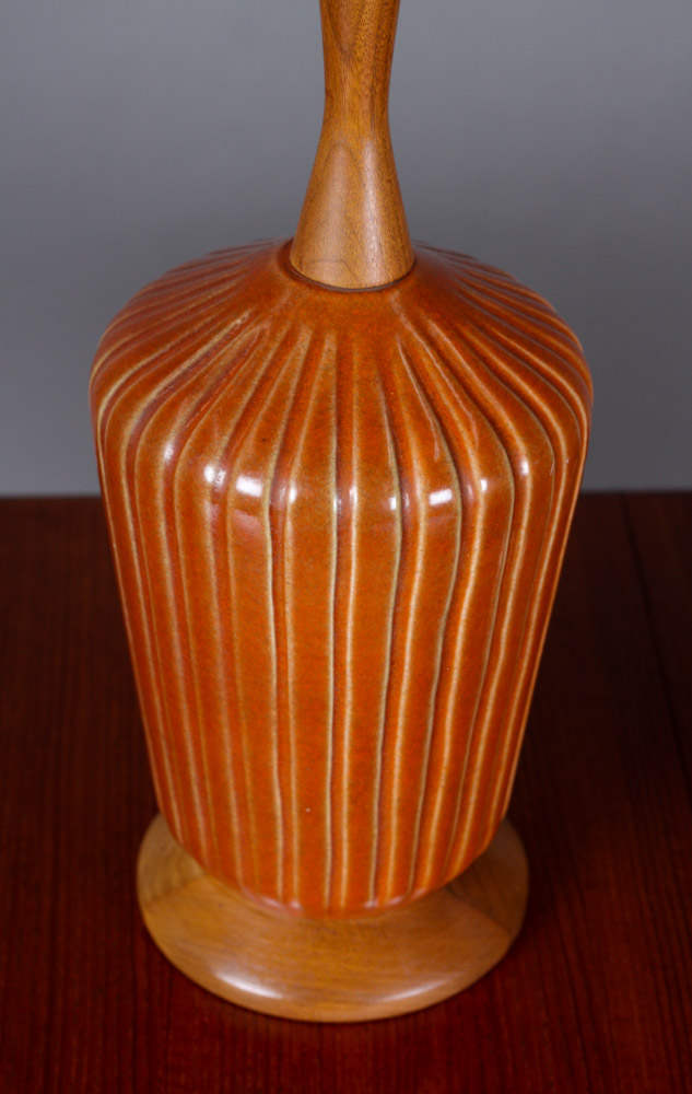 Orange Ceramic Lamp Mid Century Modern
