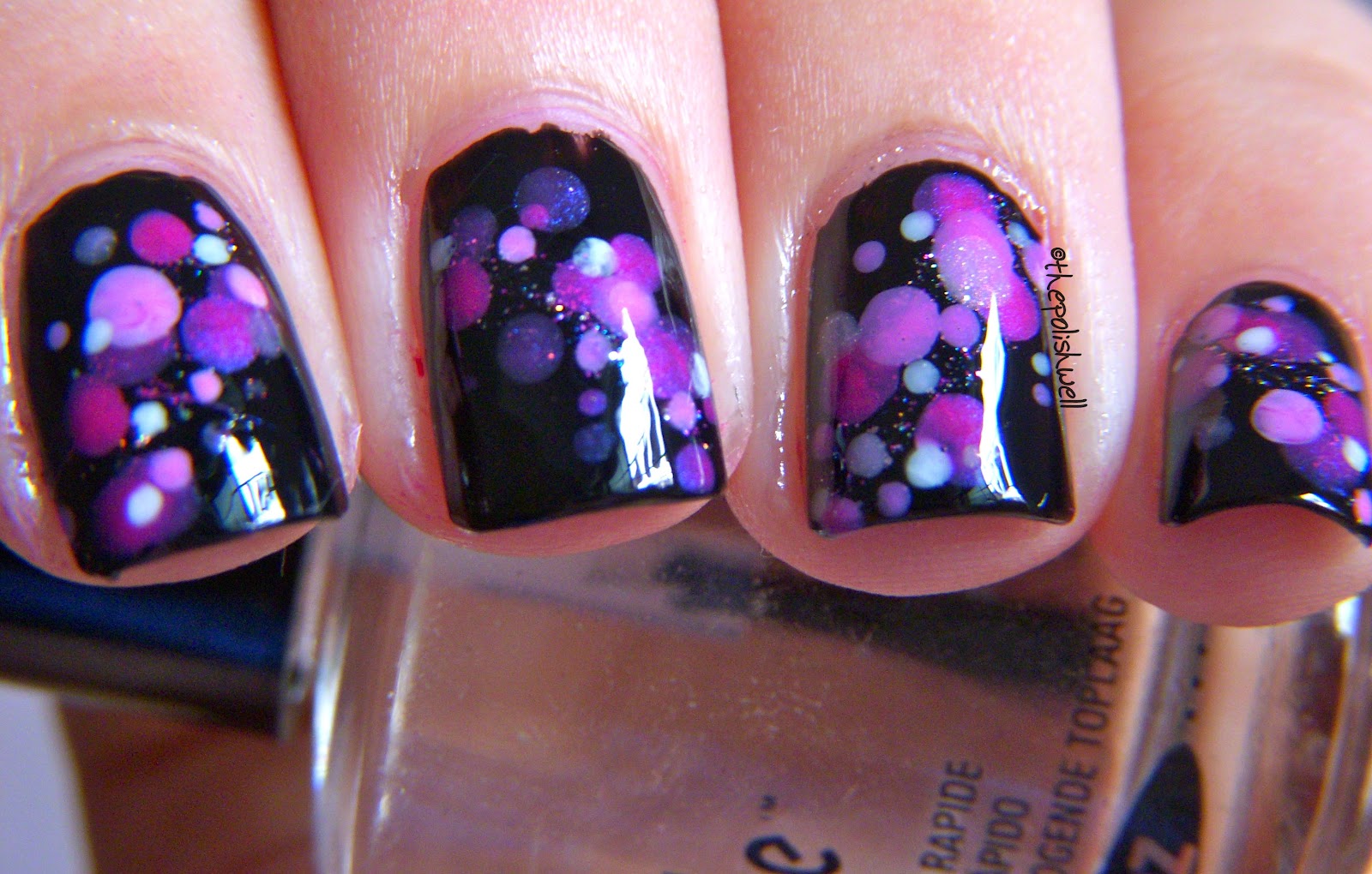 Pink Purple Nail Art Dots