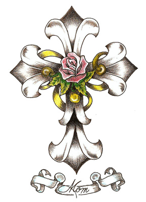 Rose and Cross Clip Art