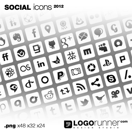 Social Media Icons Black and White Square