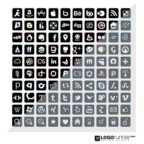 Social Media Icons Vector Black and White