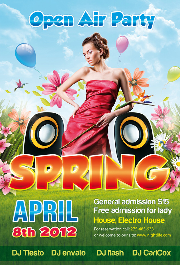 Spring Party Flyer Template Free