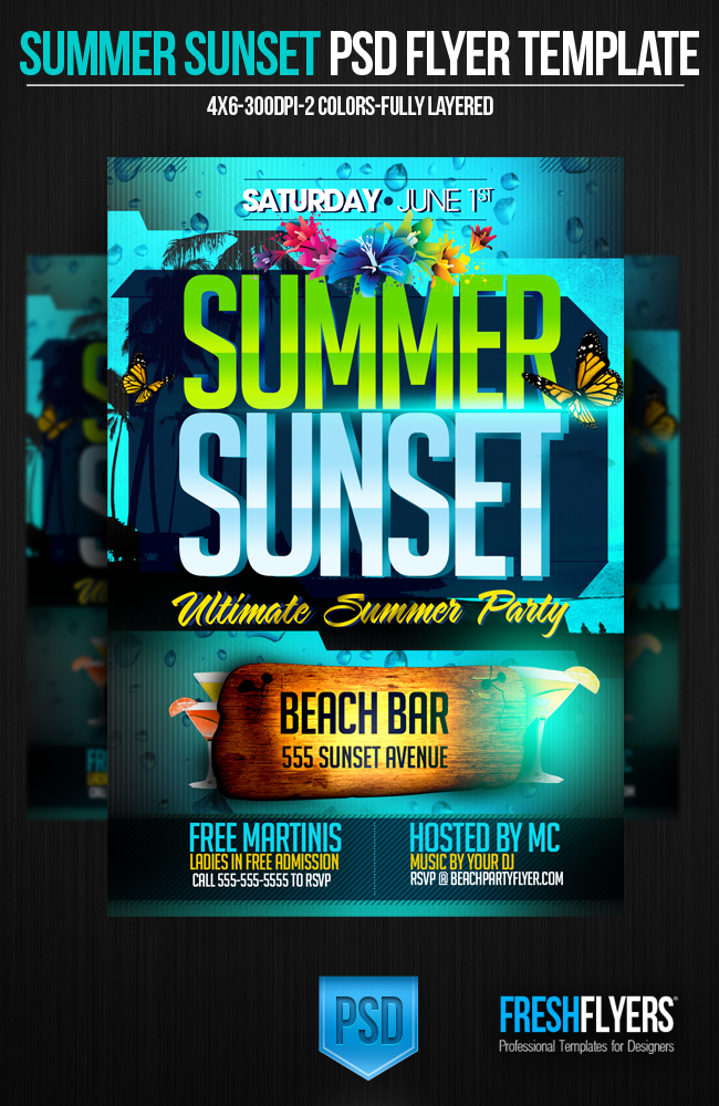 Summer Party Flyer PSD Template