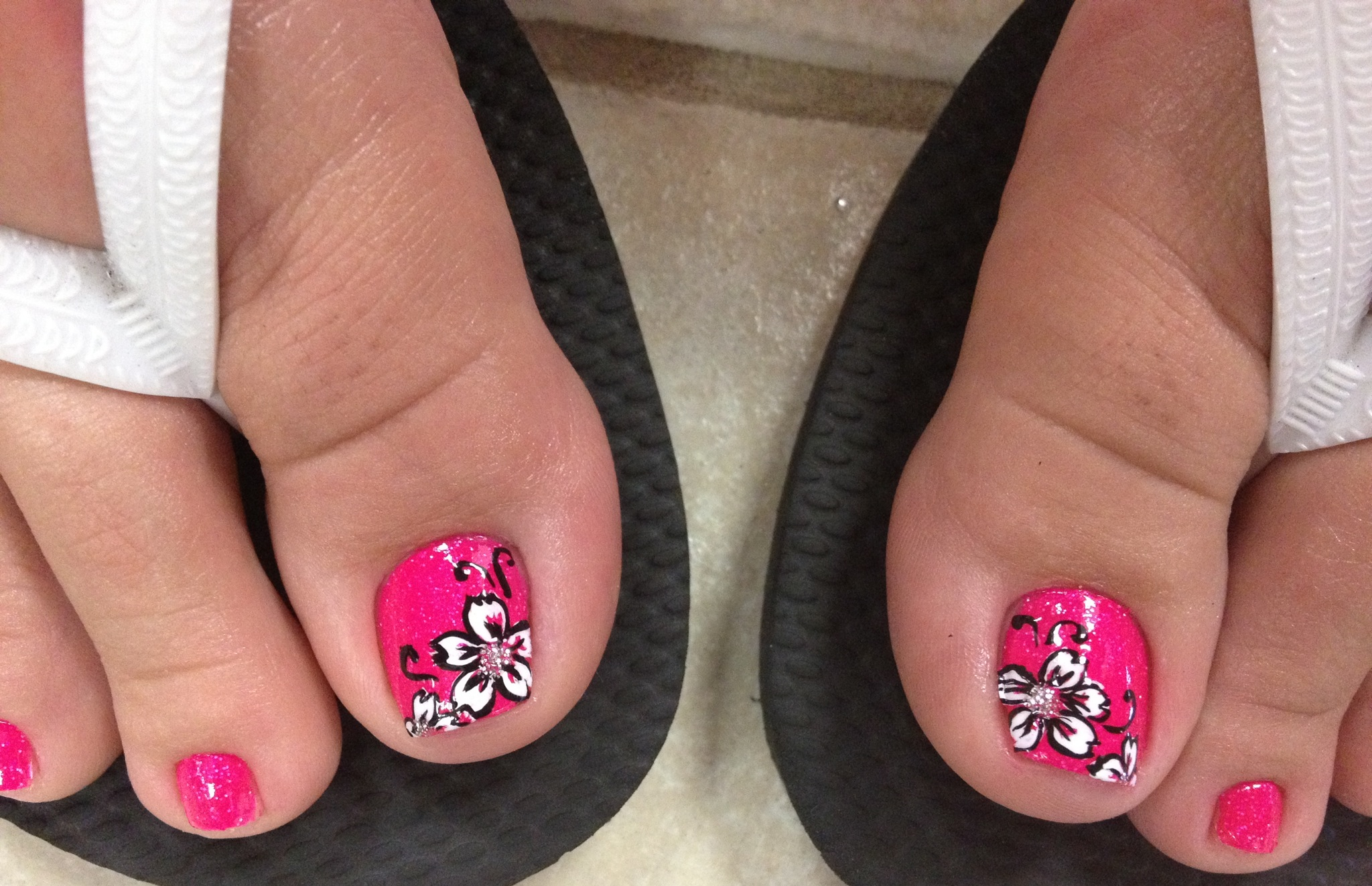 Toe Nail Designs with Pink Flower