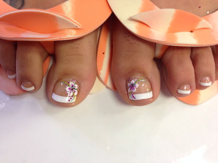 Tropical Toe Nail Flower Design