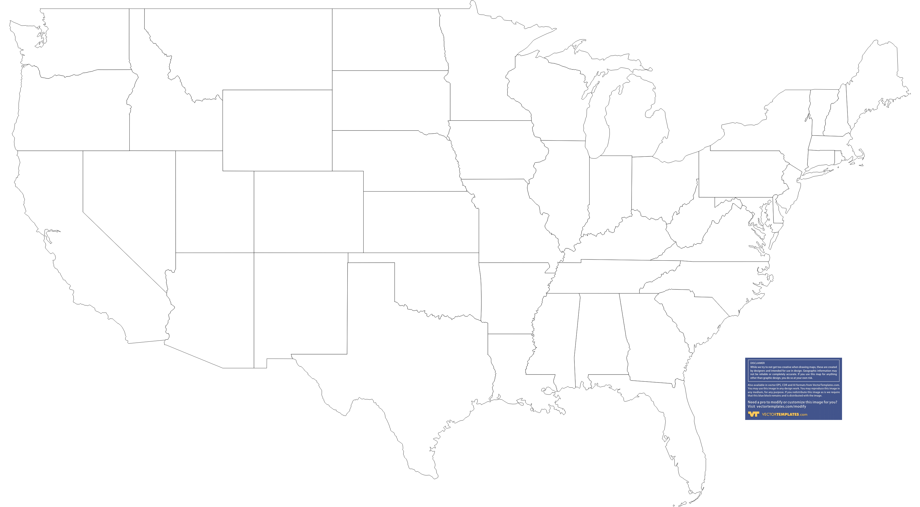 Us Map Outline Vector Us Map Outline Vector