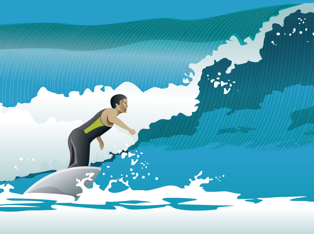 Vector Ocean Wave Surfing