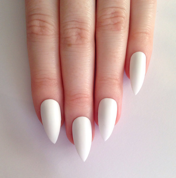 White Matte Stiletto Nails