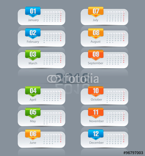 2016 Monthly Calendar Vector 2016 Monthly Calendar Vector