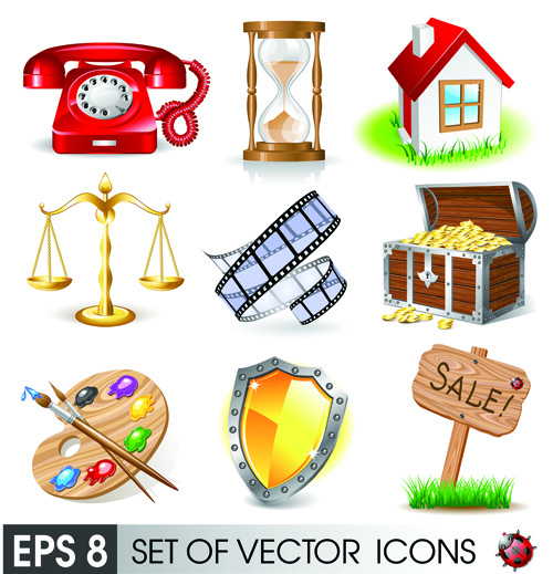 3D Icons Vector Free Download