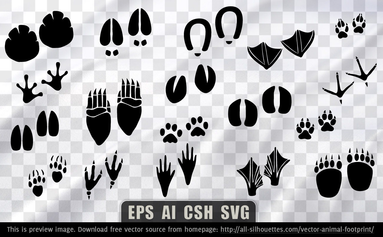 Animal Foot Prints Silhouettes Vector