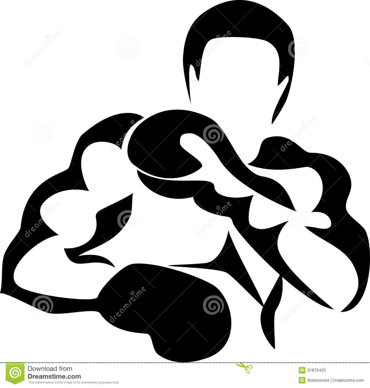 Black and White Boxing Gloves Clip Art