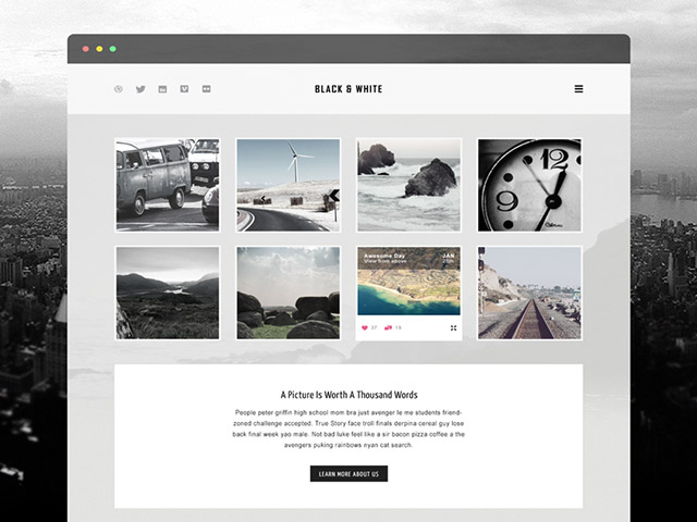 Black and White Website Template Free Black and White Website Template Free