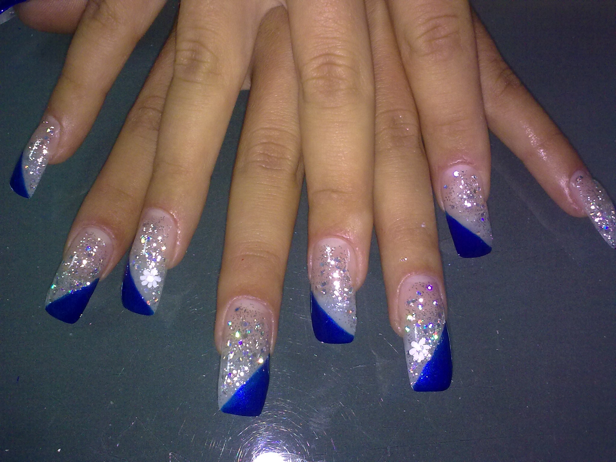 6. Light Blue Acrylic Nails with Rhinestones - wide 5