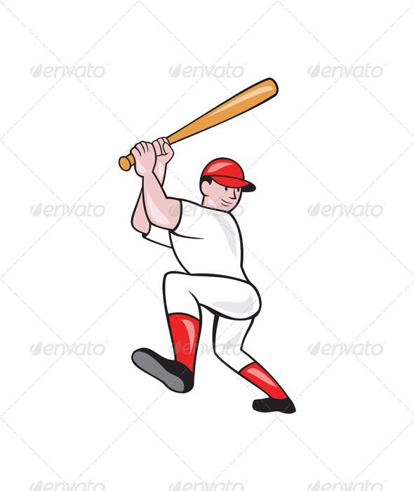 Cartoon Baseball Player Batting