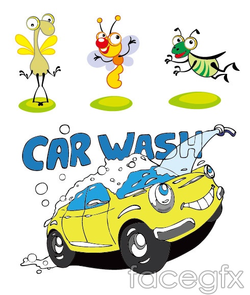 Cartoon Washing Car
